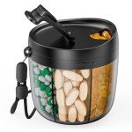 Portable Pill Dispenser with 7 Compartments and Labels