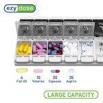 Weekly Pill Organizer with Large Push Button Compartments