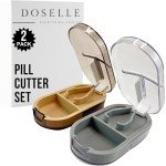 2PCS Pill Cutter & Mini Pill Box Set