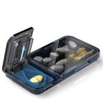 Compact Travel Pill Organizer with Cutter and Compartments