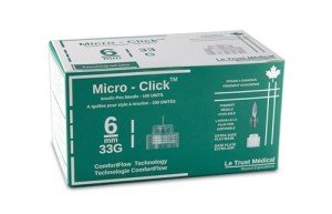 6mm 33G Micro-Click Insulin Pen Needles - 100 Pack