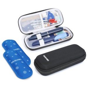 Insulin Cooler Case with Ice Packs - Black