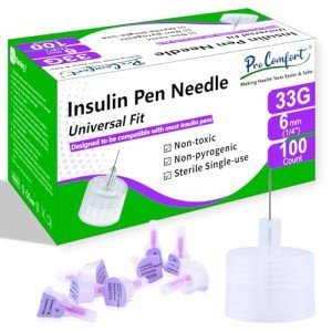 Pro Comfort 33G Insulin Pen Needles, 100 Ct