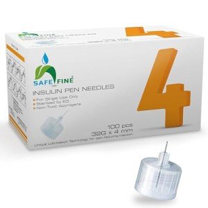 Safe 4mm 32G Insulin Pen Needles - 100 Pcs