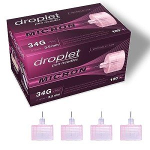 Droplet Micron Insulin Pen Needles 34G, 100ct