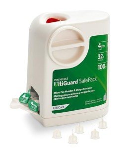 UltiGuard Mini Pen Needles & Sharps Container, 100 Count