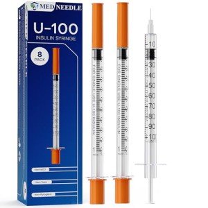 U-100 Insulin Syringes | 1ml 29G Needle, 8 Pack