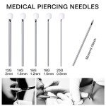 JIESIBAO 10PCS 18G Piercing Needles, Hollow Needles Stainless Steel Disposable Sterile Piercing Needles for Nose Septum Ear Trague Helix Eyebrow Lip Labret Piercing