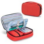 CURMIO Red Diabetic Supplies Travel Organizer Bag