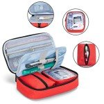 CURMIO Red Diabetic Supplies Travel Organizer Bag