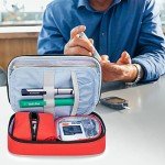 CURMIO Red Diabetic Supplies Travel Organizer Bag