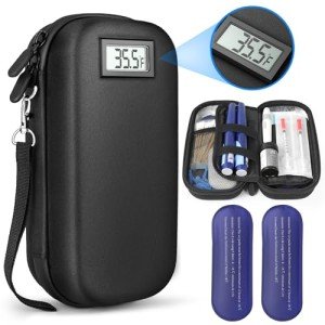 Insulin Cooler Travel Case with Thermometer & Ice Packs