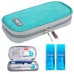 Insulin Cooler Travel Case with Ice Packs - Green
