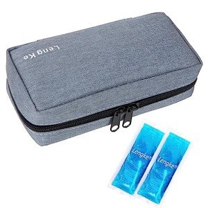SUNMON Insulin Cooler Case with Ice Packs - Grey