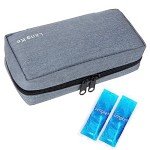 SUNMON Insulin Cooler Case with Ice Packs - Grey