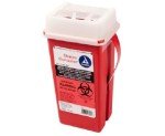 Dynarex 4622 Sharp Container, 1 Quart, Durable Biohazard Container for Used Medical Hypodermic Needle and Sharp Medical Instrument, Transparent Lid, Red, Pack of 60