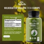 HerbaMe Mullein Leaf 1000mg, 120 Capsules, Lung Detox for Smokers, Lung Cleanse Supplement, Supports Respiratory Function Health, Promotes Mucous Membranes | Ear Health, Mucus Relief Herbal Pills