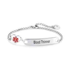 Women’s Heart Medical Alert Bracelet - Adjustable Stainless Steel