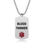 Red Blood Thinner Medical Alert Necklace for Men