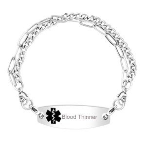 Black Medical Symbol Blood Thinner Bracelet for Patients