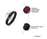 Men's Leather Medical ID Wristband - Blood Thinner Alert
