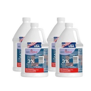Epic Medical Supply 3% Hydrogen Peroxide - First Aid Antiseptic & Multipurpose Cleaner - Topical Wash for Cuts, Scrapes and Minor Cuts - H2O2 Hydrogen Peroxide 3 Percent USP Solution (4 Gallon)