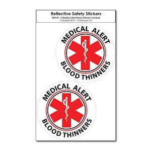 Blood Thinner Medical Alert Reflective Decals (2 Pack)