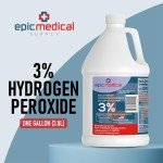 Epic Medical Supply 3% Hydrogen Peroxide - First Aid Antiseptic & Multipurpose Cleaner - Topical Wash for Cuts, Scrapes and Minor Cuts - H2O2 Hydrogen Peroxide 3 Percent USP Solution (4 Gallon)