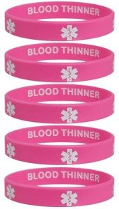 Pink Silicone Medical Alert Bracelets for Blood Thinners