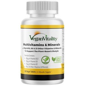 Vegan Multivitamins with B12, D3 & K2 - 180 Tablets