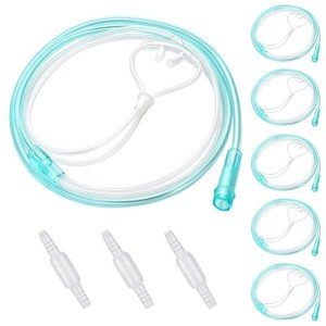 5 Pack Soft Cannula Nasal Tubing for Oxygen 4 ft Nasal Cannula Oxygen Nose Tubing for Adult Children - High Flow, Kink Resistant, Highly Visible, Lightweight Tubing with 3 Pack Oxygen Tubing Connector