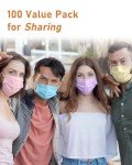 TeNice Masks Disposable 100 Pack, Individually Wrapped Colorful 4 Ply Face Mask for Adults Extra Protection, ASTM Level 3 Medical Grade with 10 Vibrant Colors HSA FSA Eligible