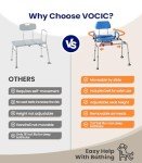 VOCIC Adjustable Swivel Shower Chair with Armrests