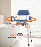 VOCIC Adjustable Swivel Shower Chair with Armrests