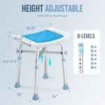 OasisSpace Heavy Duty Shower Chair 500lb, Padded Bath Seat with 6 Height Adjustable Tube - Tool Free Anti-Slip Shower Bench Bathtub Stool Seat for Inside Shower