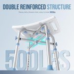 OasisSpace Heavy Duty Shower Chair 500lb, Padded Bath Seat with 6 Height Adjustable Tube - Tool Free Anti-Slip Shower Bench Bathtub Stool Seat for Inside Shower
