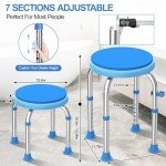 UGarden FSA/HSA Eligible Upgraded Heavy Duty Stainless Steel Small Round Shower Chair, 370LBS Adjustable Handicap Shower Stool, Tool-Free Anti Slip Shower Chair for Inside Shower w/Padded for Elderly