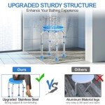 UGarden FSA/HSA Eligible Upgraded Heavy Duty Stainless Steel Small Round Shower Chair, 370LBS Adjustable Handicap Shower Stool, Tool-Free Anti Slip Shower Chair for Inside Shower w/Padded for Elderly