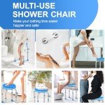UGarden FSA/HSA Eligible Upgraded Heavy Duty Stainless Steel Small Round Shower Chair, 370LBS Adjustable Handicap Shower Stool, Tool-Free Anti Slip Shower Chair for Inside Shower w/Padded for Elderly