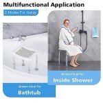 HSA/FSA Eligible Shower Chair for Inside Shower, Waterproof Shower Stool for Inside Shower with Free Grab Bar, Tool-Free Shower Seat for Bathtub, Adjustable Shower Chair for Elderly by SOUHEILO