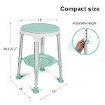 LEACHOI Shower Chair for Inside Shower, FSA/HSA Eligible Swivel Shower Stool 350lbs, Adjustable Tub Chair and Bathroom Stool with Storage Tray for Seniors, Elderly, Bath Handicap & Disabled Green