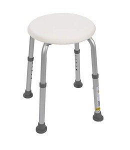 Essential Medical Supply Round Bath Stool - Height Adjustable Shower Chair for Compact Showers and Tubs, White Textured Seat for Bathing and Showering Comfortably