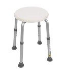 Essential Medical Supply Round Bath Stool - Height Adjustable Shower Chair for Compact Showers and Tubs, White Textured Seat for Bathing and Showering Comfortably