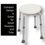 Essential Medical Supply Round Bath Stool - Height Adjustable Shower Chair for Compact Showers and Tubs, White Textured Seat for Bathing and Showering Comfortably