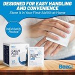 BEZOL 100 Woven Large Sterile Gauze Pads 4x4 - Individually Packed 12-ply 4x4 Gauze Pads Sterile - Non-Stick Gauze Pads 4x4 Sterile for Wounds Bulk - First Aid Wound Care Medical Gauze Sponges