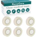 NanaCare Hypoallergenic Transparent Surgical Tape 1/2 inch x 11yd +10pc Gauze Pads | 6 Rolls Transporous Surgical Tape| Medical Tape for Skin, Dressings and Face | First Aid Tape Suitable