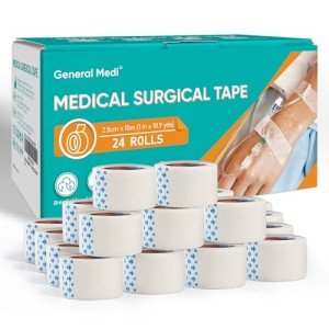 General Medi Soft Paper Surgical Tape 1" x 10.9 Yards, Gentle Adhesion (24 Rolls)