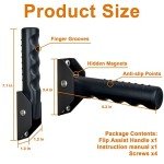 Flip up Grab Bars for Elderly for Wall, 6 inch Folding Doorway Assist Handle, Handicap Grab Bars for Doorframe, Stairs Steps, Mobility Aids for Elderly, Seniors and Alzheimer (Black)