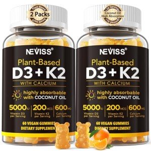 Vegan D3 K2 Gummies with Calcium - 120 Count