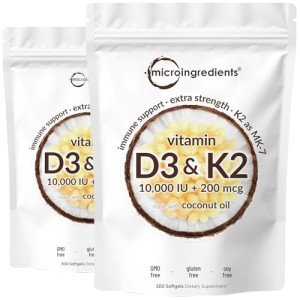 Vitamin D3 10000 IU with K2 Softgels - 2 Pack
